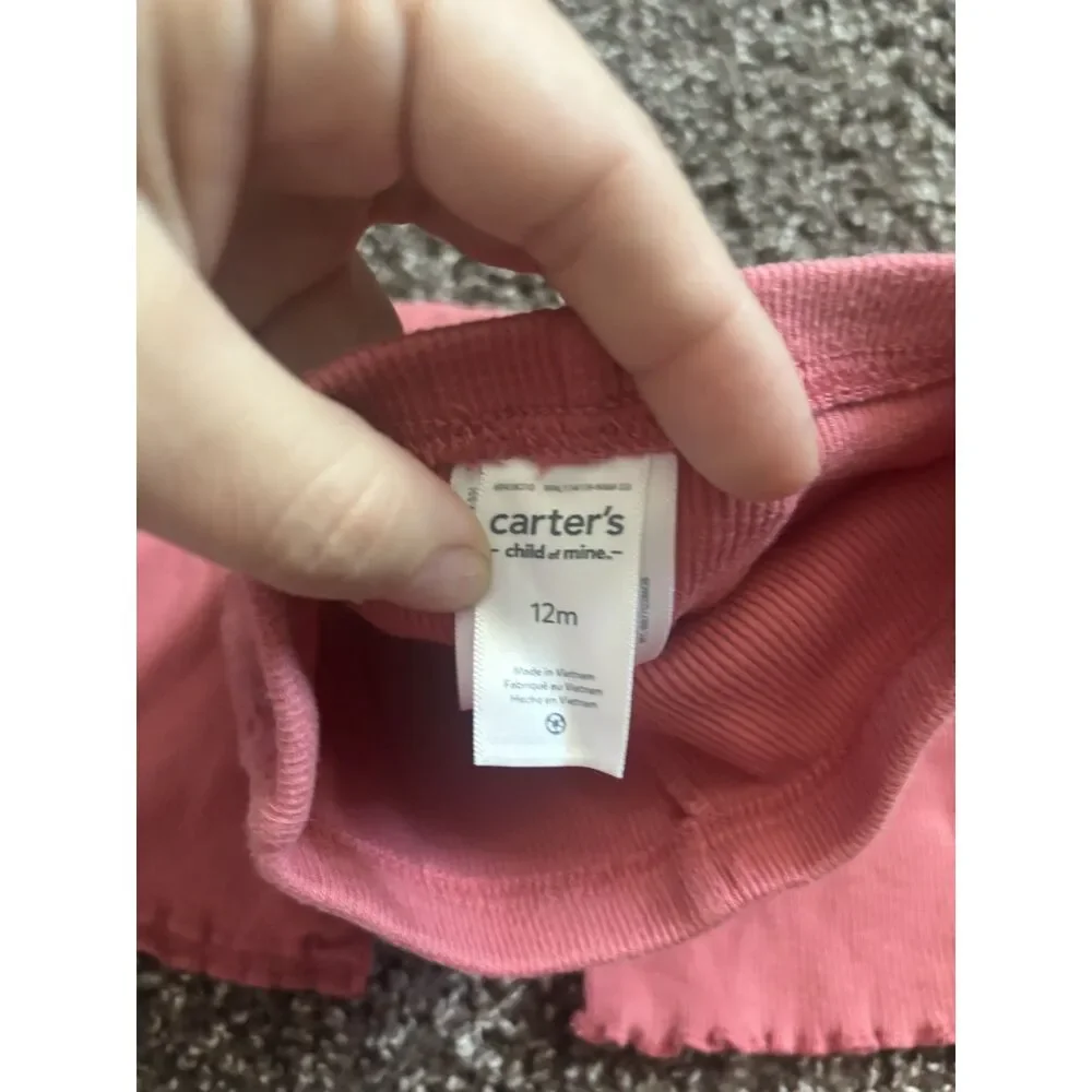 Carter's 12M Pink Ribbed Bell Bottom Leggings Toddler Girl Flare Pants